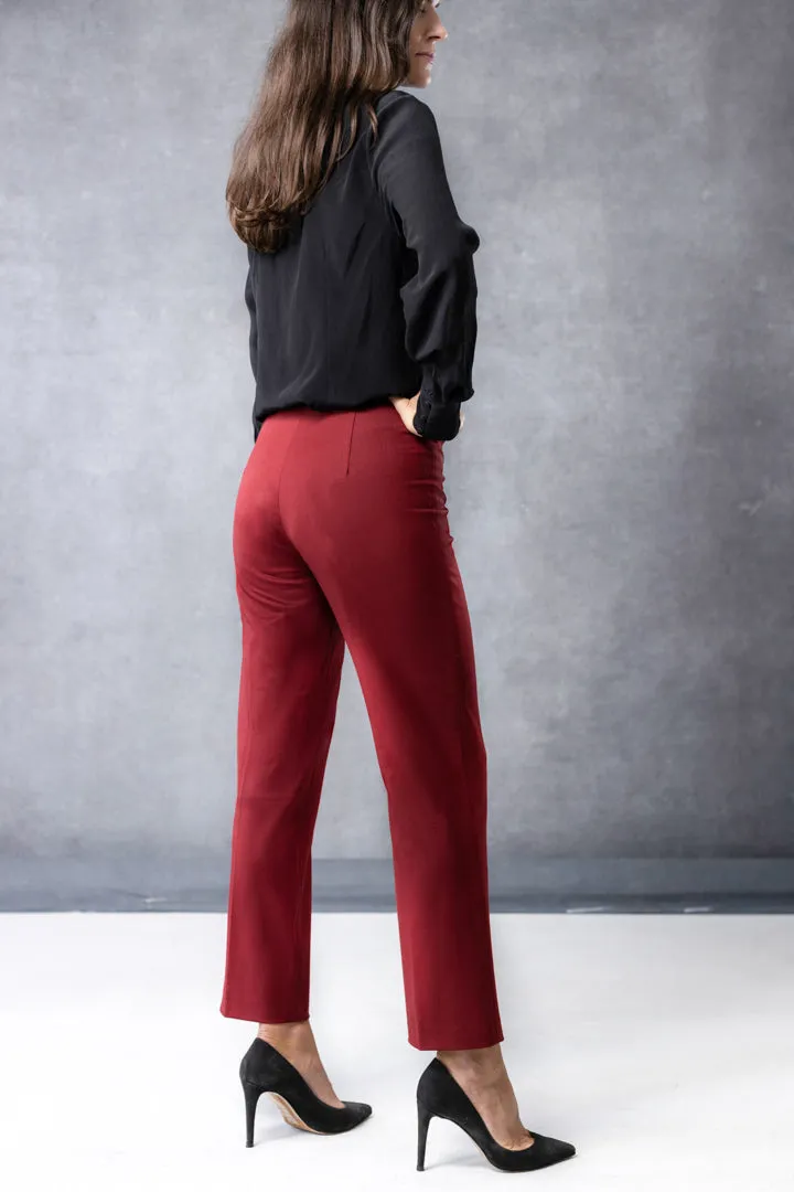 Virgin Wool Straight Leg Pant Bordeaux