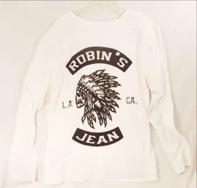 White Long Sleeve Robin's Crew Shirt with Studs