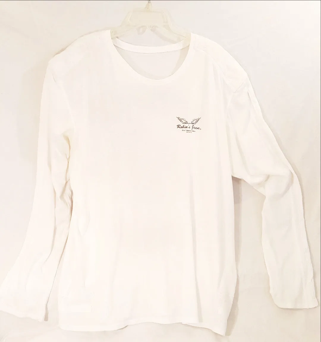 White Long Sleeve Robin's Crew Shirt with Studs