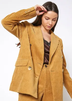 Women's Corduroy Double Breasted Blazer in Dijon