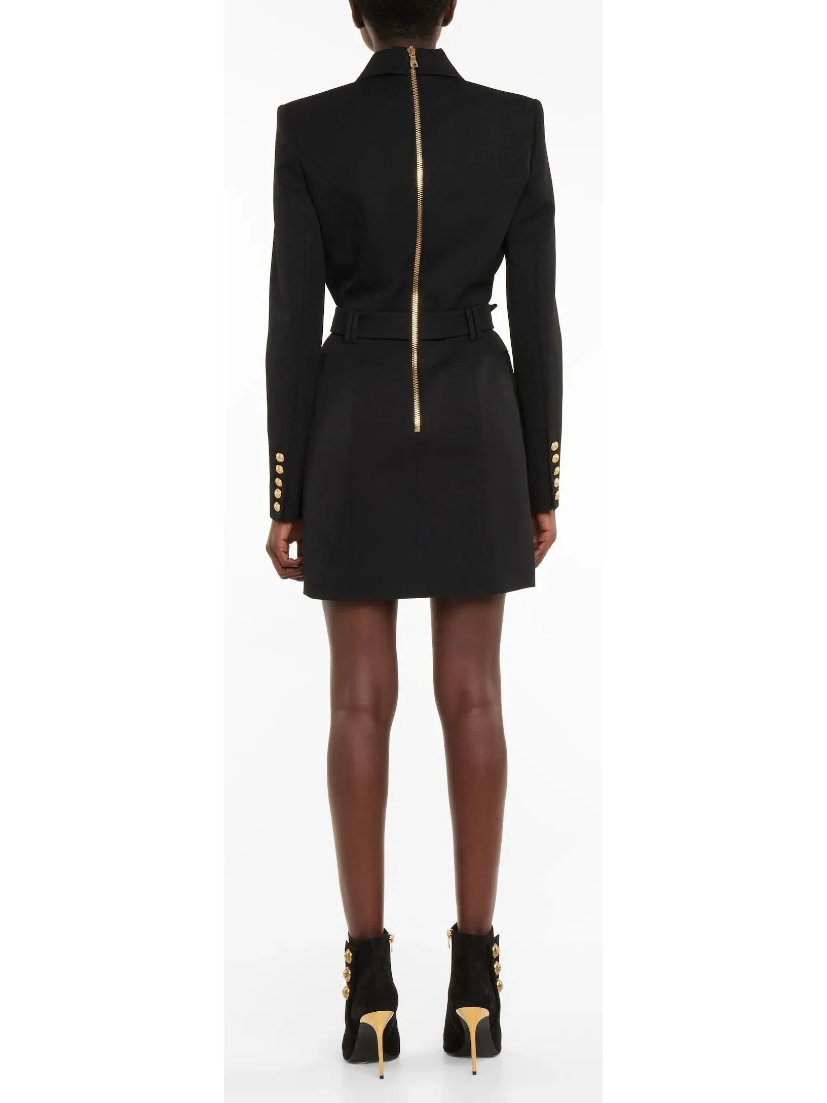 Women’s Double-Breasted Belted Blazer-Dress in Black