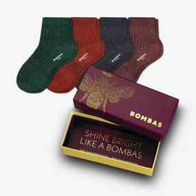 Women's Lightweight Sparkle Ribbed Quarter Sock Gift Box