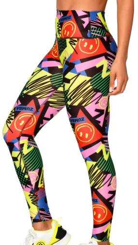 Zumba Happy And Fun High Waisted Ankle Leggings(Special Order)